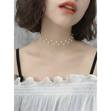 Mupte Jewelry Kadın Inci Detaylı Choker Kolye