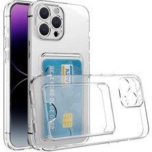 Case World Caseworld Apple iPhone 14 Pro Max Kapak Kamera Korumalı Kartlıklı Şeffaf Silikon Kılıf