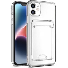 Case World Caseworld Apple iPhone 14 Plus Kapak Kamera Korumalı Kartlıklı Şeffaf Silikon Kılıf