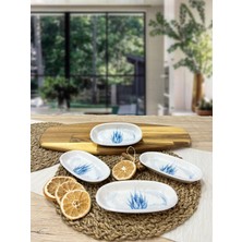 Keramika Meze Tabağı-Kahvaltılık Kayık Tabak-Çerezlik 4 Adet Kayık Tabak 16 cm Blue Magic Keramika