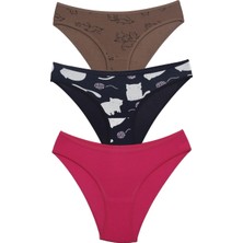 Asist Secret Magic ASM1111 Kadın 3 Lü Renkli Karışık Pamuklu Bikini Külot