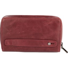 Karali Deri Deri Unisex Portföy Cüzdanı Crazy Bordo BC419-06
