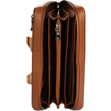 Karalı Deri Deri Unisex Portföy Cüzdanı  Taba BC420-03