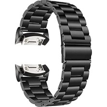 Markacase Samsung Gear S2 Sport SM-R720 Ile Uyumlu Adaptörlü Metal Tokalı Dişli Kordon (Siyah)