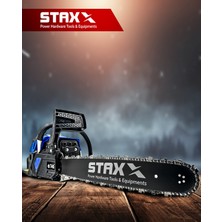 Staxx Power Blue Turbo520 Seri Çift Egzos Ağaç Odun Dal Kesme Makinesi Benzinli Hızar Testere 52CC 3.2 Hp 50 cm