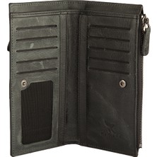 Karalı Deri Deri Unisex Portföy Cüzdanı Crazy Siyah BC487-01