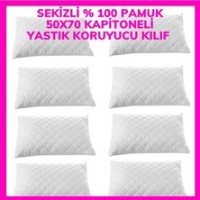 AY Home  8 Adet Kapitoneli Yastık Koruyucuyastık Kılıfı Femuarlı 100% Pamuklu Terletmez 50X70M Ebatında Beyaz