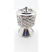 Be Beauty Dekoratif Şık Gümüş Renkte Kapaklı Metal Tütsülük Model 03