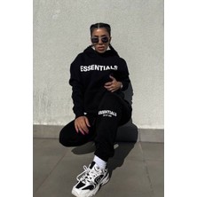 Amor Man Özel Tasarım Kapüşonlu Essentıal Baskılı Tam Kışlık Oversize Kadın Eşofman Takımı