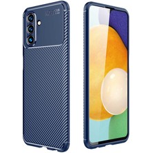 Nezih Case Samsung A04S Uyumlu Kamera Korumalı (Carbon Tasarım) Silikon Kılıf Lacivert