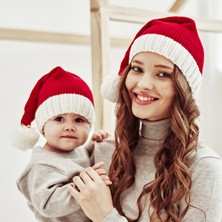 Shun Örme Noel Şapkası Sevimli Pom Pom Yetişkin Çocuk Yumuşak Fasulye Fasulye Noel Baba Şapkası Yılbaşı Partisi Çocuk Hediye Dekorasyonu