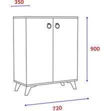 Simurg Hmk Ahşap Mobilya 2 Kapaklı 4 Raflı Ayakkabılık Atlantik Çam AYK2KPK