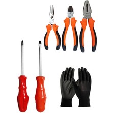 Anadolu Strong 180 mm Pense 160 mm Kargaburun 160 mm Yan Keski Yıldız-Düz Tornavida 5  Li Kombine Set Eldiven Hediyeli