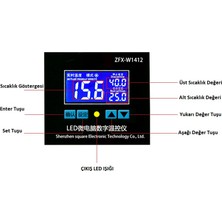 ZFX ZFX-W1412A 220VOLT 16A LCD  Pano Tip Termostat Kuluçka Makinalarına Uygun