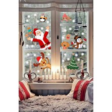 Echo Home Yılbaşı Sticker Noel Baba Yılbaşı Ağacı Penguen ve Kar Taneleri Temalı