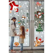 Echo Home Yılbaşı Sticker Noel Baba Yılbaşı Ağacı Penguen ve Kar Taneleri Temalı