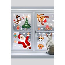 Echo Home Yılbaşı Sticker Noel Baba Yılbaşı Ağacı Penguen ve Kar Taneleri Temalı