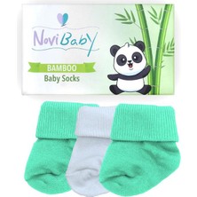 Novibaby 3'lü Bambu Yenidoğan Bebek Çorabı I Minty I 0-6 Ay