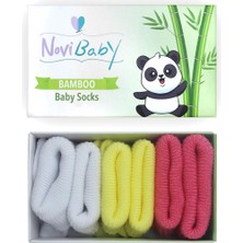 Novibaby 3'lü Bambu Yenidoğan Bebek Çorabı I Spring I 0-6 Ay