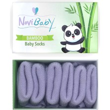 Novibaby 3'lü Bambu Yenidoğan Bebek Çorabı I Purple I 0-6 Ay