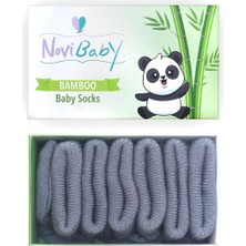 Novibaby 3'lü Bambu Yenidoğan Bebek Çorabı I Cloud I 0-6 Ay