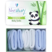 Novibaby 3'lü Bambu Yenidoğan Bebek Çorabı I Sky I 0-6 Ay