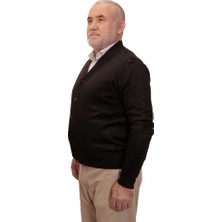 Kehila Erkek Siyah Baba Hırkası Önden Zarif Düğmeli Klasik Çift Cepli Rahat Kesim Ince Yün Triko