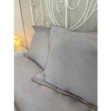 Calina Home Gri Kenarlı Işleme Detaylı Yastık Kılıfı