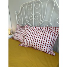 Calina Home Kırmızı Damla Desenli Pamuklu Yastık Kılıfı