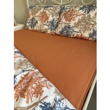 Calina Home Turuncu ve Mavi Ağaç Desenli Çift Kişilik Nevresim Takımı