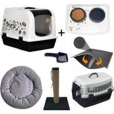 Optimal&Prime Maxi Xxl Büyük Boy Kedi Tuvaleti Üsten Acılr Simit Yataklı Kauçuk Paspaslı Tam Set
