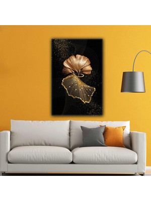 SML Tablo Altın Çiçek Dekoratif Modern Kanvas Tablo