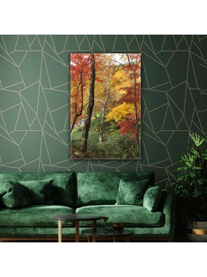 SML Tablo Doğa Orman Manzara Renkli Sonbahar Kanvas Tablo
