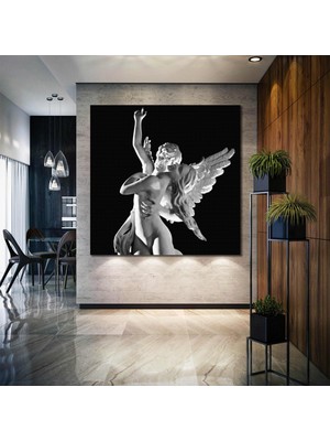 SML Tablo Birbirine Sarılan Melek Heykel Mermer Dekor Kanvas Tablo