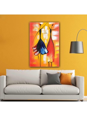 SML Tablo Yağlı Boya Efektli Dans Eden Afrikalı Kadınlar Etnik Kıyafet Modern Kanvas Tablo