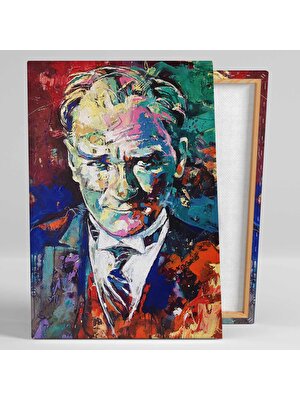 SML Tablo Mustafa Kemal Atatürk Karizma Portre Yağlı Boya Efektli Dekor Kanvas Tablo
