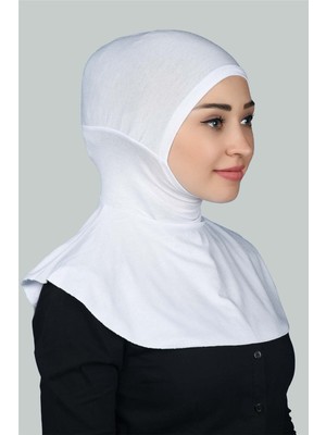 Altobeh Kadın Tesettür Pratik Boyunluklu Hijab - Sporcu Bone - Beyaz