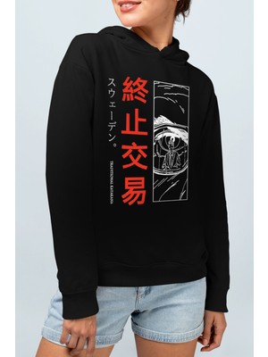 Rock&Roll Tek Göz Siyah Kapüşonlu Kadın Sweatshirt