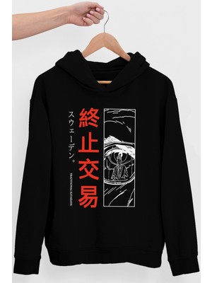 Rock&Roll Tek Göz Siyah Kapüşonlu Kadın Sweatshirt