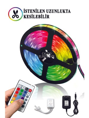 Dempower Şerit Led Rgb 5 m 300 Led Kumandalı 16 Renkli