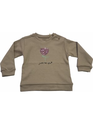 Divonette Sweatshirt Çiçek Pul Nakışlı Bej