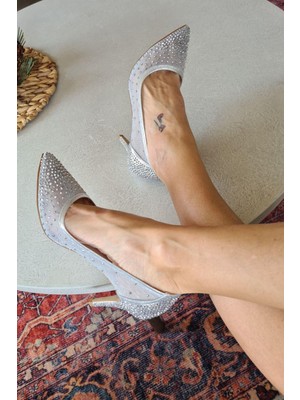 Topukla 036 4268 Topukla Kadın 8 cm Topuklu Taşlı Abiye Ayakkabı