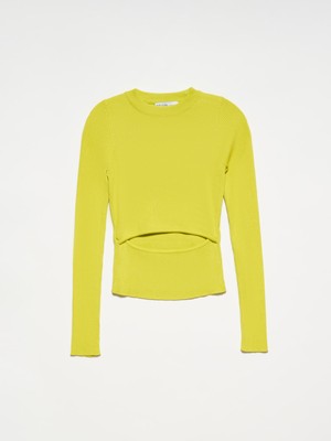 Dilvin 10285 Bisiklet Yaka Önü Dekolte Kazak-Lime