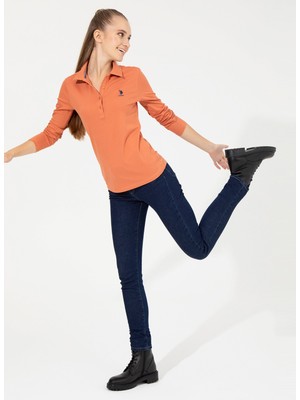 U.S. Polo Assn. Normal Bel Boru Paça Toothpick Mavi Kadın Denim Pantolon Matı-K
