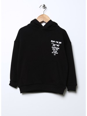 Limon Baskılı Siyah Sweatshirt Momen Boy