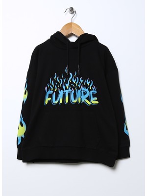 Funky Rocks Baskılı Erkek Çocuk Siyah Sweatshirt Df-01