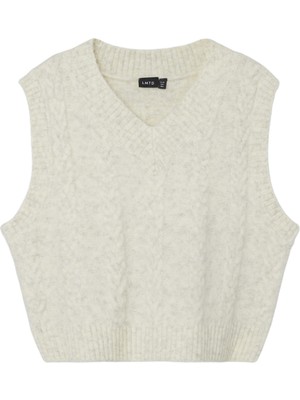 Lmtd Düz Krem Kiz Çocuk Atlet Nlfnobel Ls Crop Knit Vest