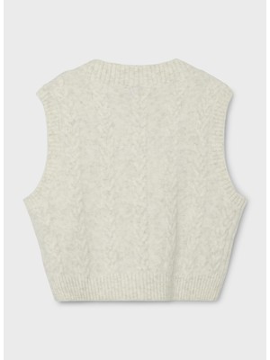 Lmtd Düz Krem Kiz Çocuk Atlet Nlfnobel Ls Crop Knit Vest