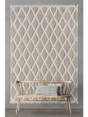 Empera Agra - Sienna İskandinav Tarzda Geometrik Oturma Odası ve Mutfak Halısı