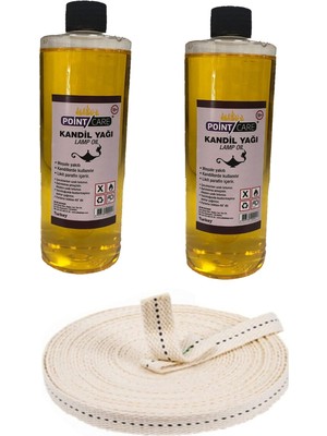 Point Care 2 Adet Sarı Kandil Yağı Kokusuz Dumansız Iç Mekan Gaz Lambası Bambu Yakıtı 400 Ml + 1 Metre Fitil